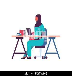 female arabic scientist working laboratory doing research arab woman history of disease stack doctor workplace Stock Vector