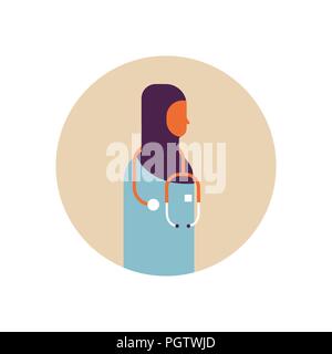 arab woman medical doctor stethoscope healthcare concept profile icon arabic female avatar portrait flat Stock Vector