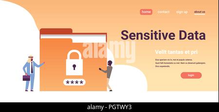 arabic businessman with hacker padlock password folder sensitive data concept locked privacy information database flat horizontal banner copy space Stock Vector