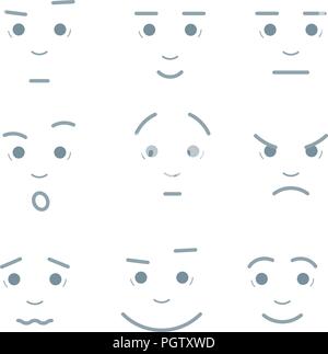 Vector illustration Cartoon facial expressions set Stock Vector