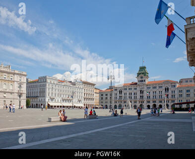 Partial View, Piazza dell 'Unita Italia, Trieste, Friuli Province, Italy. It is considered the largest public square in Europe that faces the sea (Adr Stock Photo