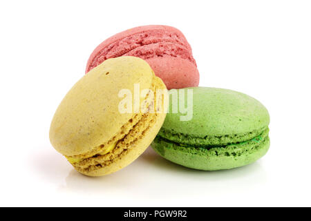 colorful macaroons isolated on white background closeup Stock Photo