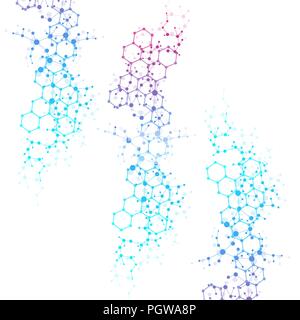 Structure molecule and communication. Dna, atom, neurons. Abstract polygonal structure with connecting dots and lines. Medical, technology, chemistry, science background. Vector illustration. Stock Vector