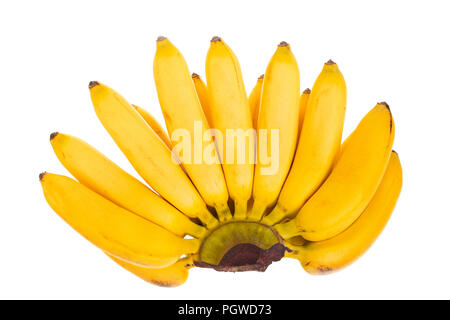 Mini bananas isolated on white background. Top view. Flat lay Stock Photo
