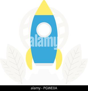 Startup business illustration. Rocket launch to the sky, start up concept and exploration idea. Stock Vector