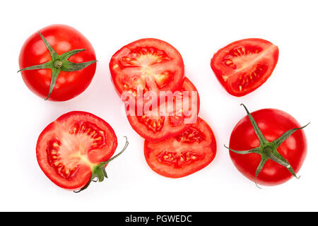 tomatoes isolated on white background. Top view. Flat lay Stock Photo