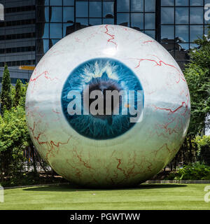 Giant Eyeball, a 30 feet sculpture created by artist Tony Tasset, in downtown Dallas, Texas Stock Photo