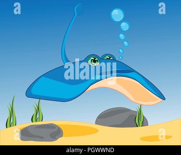 Drawing of the electric slope sailling under water Stock Vector