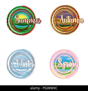 Four seasons cards, vector illustration Stock Vector