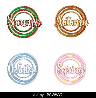 Four seasons cards, vector illustration Stock Vector