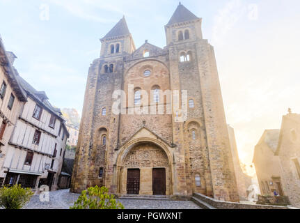 France, Aveyron, Conques, labelled Les Plus Beaux Villages de France (The Most Beautiful Villages of France), stop on El Camino de Santiago, Sainte Fo Stock Photo