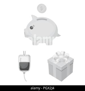 Charity and donation monochrome icons in set collection for design. Material aid vector symbol stock  illustration. Stock Vector