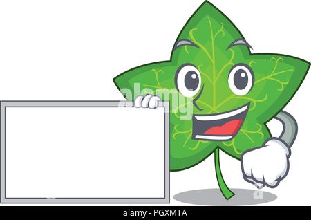 With board ivy leaf isolated on character cartoon vector illustration Stock Vector