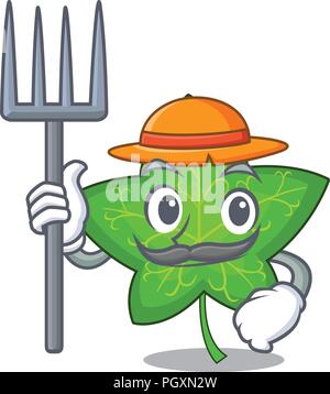 Farmer ivy leaf isolated on character cartoon vector illustration Stock Vector