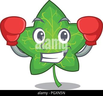 Boxing ivy leaf isolated on character cartoon vector illustration Stock Vector