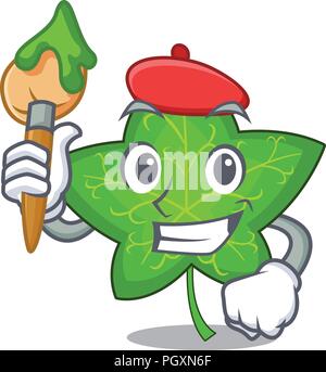 Artist ivy leaf isolated on character cartoon vector illustration Stock Vector