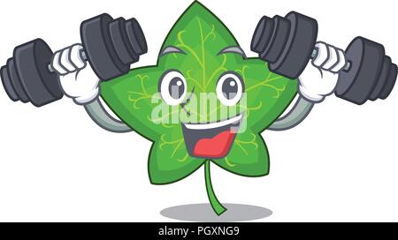 Fitness ivy leaf isolated on character cartoon vector illustration Stock Vector