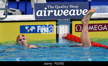 Budapest, Hungary - Jul 26, 2017. Competitive swimmer SEEBOHM Emily (AUS) swimming 50m backstroke. FINA Swimming World Championship Preliminary Heats  Stock Photo