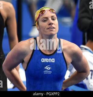 Budapest, Hungary - Jul 26, 2017. Competitive swimmer SEEBOHM Emily (AUS) swimming 50m backstroke. FINA Swimming World Championship Preliminary Heats  Stock Photo