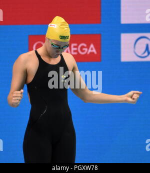 Budapest, Hungary - Jul 26, 2017. Competitive swimmer THROSSELL Brianna (AUS) swimming 200m butterfly. FINA Swimming World Championship Preliminary He Stock Photo