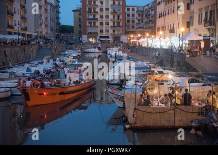 Effetto Venezia. Summer festival in Livorno. The main event of the city summer, in an historic  suburb called 'la Venezia' thanks to the many channels Stock Photo