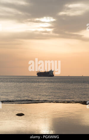 Cargo in background , typical seascape of Livorno Stock Photo