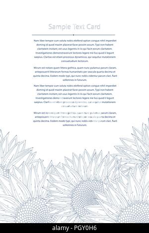 Sunflowers hand draw sketch text card Stock Vector