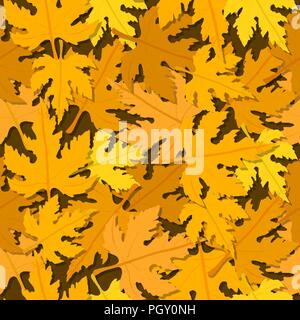 Autumn seamless pattern with leaves bed Stock Vector