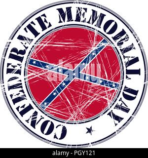 Confederate Memorial Day vector rubber stamp isolated on white background Stock Vector