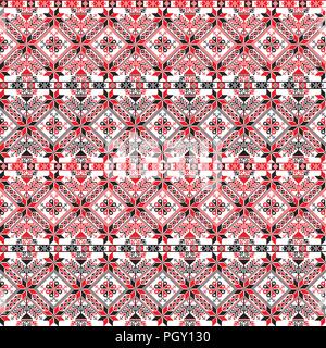 Seamless pattern design inspired by Hungarian traditional embroidery Stock Vector