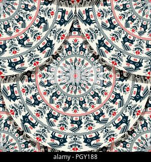 Vector seamless geometric pattern design with Romanian folk motif Stock Vector