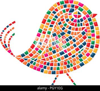 Mosaic tiles bird icon on white background Stock Vector