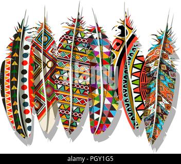 American Indian decorated feathers vector collection Stock Vector