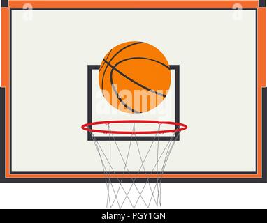 Basketball icon with ball and hoop over white background Stock Vector