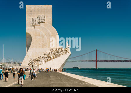 LISBON, PORTUGAL - AUGUST 23, 2017: Monument To The Discoveries (Padrao dos Descobrimentos) Celebrates The Portuguese Age Of Discovery Stock Photo