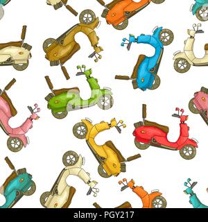 Scooters cartoon seamless pattern background Stock Vector