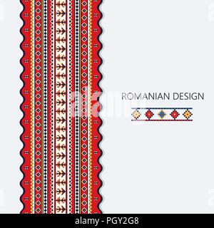 Decorative ornament with traditional Romanian design, seamless vertical border Stock Vector