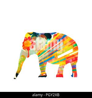 Colorful elephant icon  on white background Stock Vector