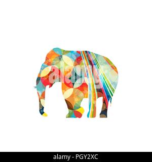 Colorful elephant icon  on white background Stock Vector