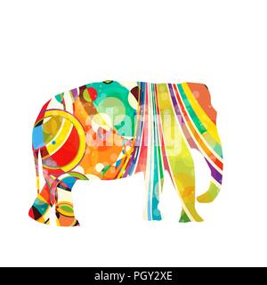 Colorful elephant icon  on white background Stock Vector