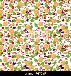 Vegetables seamless pattern. Vector background. Stock Vector