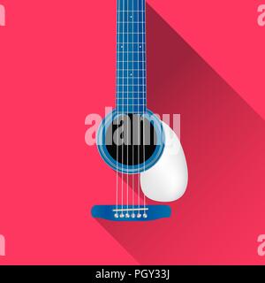 Blue guitar icon, vector illustration Stock Vector