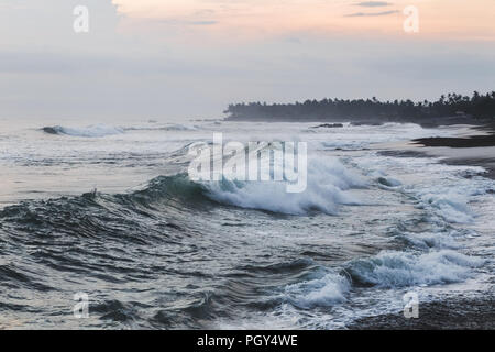 Huge waves at ocean coast in Bali Stock Photo