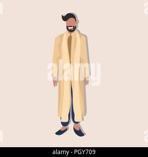 indian man standing in national traditional clothes male cartoon character full length flat Stock Vector