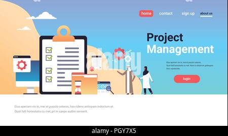 checklist clipboard survey project management arabic business man woman working together hold paper success concept flat Stock Vector