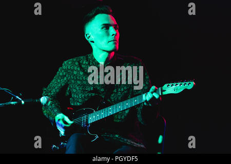 London, UK -August 25th, 2017: PVRIS performing and signing their new album 'All We Know Is Heaven, All We Need Is Heaven' at HMV Oxford Street Stock Photo