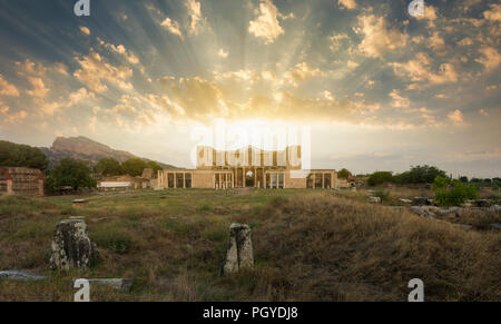 emple of Artemis at Sardes Lydia Ancient City at sunset. Salihli district, Manisa city, Turkey Stock Photo