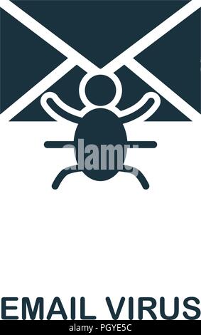 Email Virus icon. Monochrome style design from internet security collection. UI. Pixel perfect simple pictogram email virus icon. Web design, apps, so Stock Vector