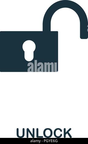 Unlock icon. Monochrome style design from internet security collection. UI. Pixel perfect simple pictogram unlock icon. Web design, apps, software, pr Stock Vector