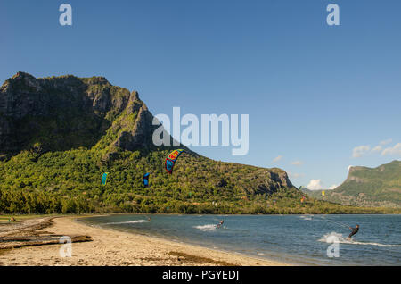 Mauritius Kite Surfing Stock Photo